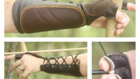 Image for Woodland Brown Leather Arm Guard and 3 Finger Shooting Tab. | Etsy