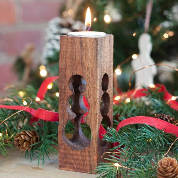 Image for How to Make a Christmas Cut Out DIY Wooden Candle Holder