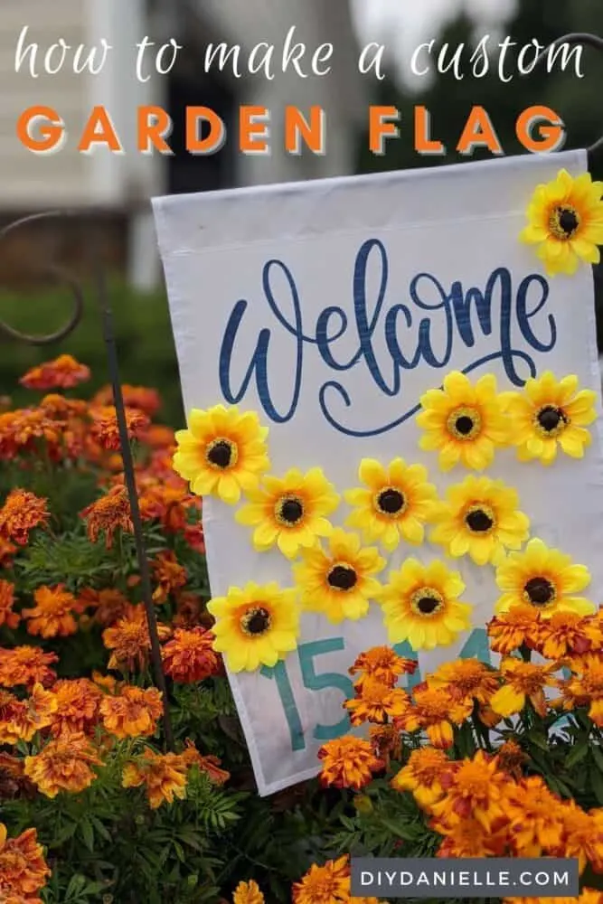 How to make garden flags using Infusible Ink by Cricut. The flowers can come off and be exchanged for different flowers for other seasons. This sunflower flag is for Fall!