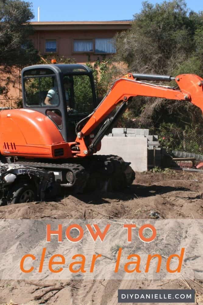 How to clear land: Large truck digging soil up. 