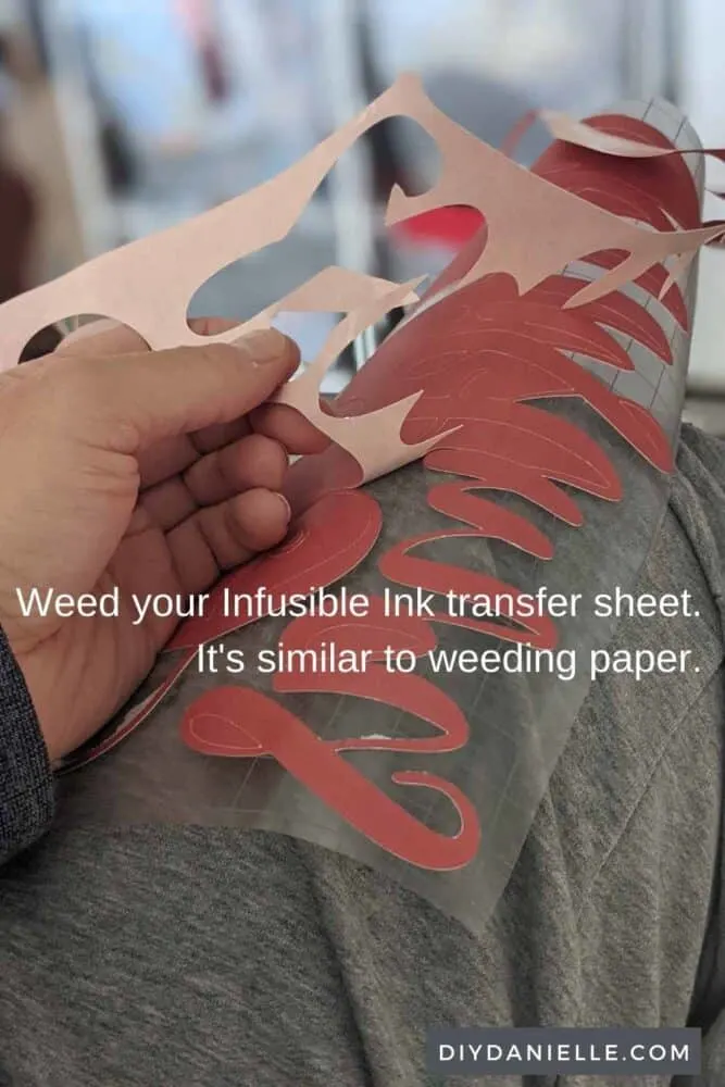 Weed your infusible ink transfer sheet similar to how you might weed paper.