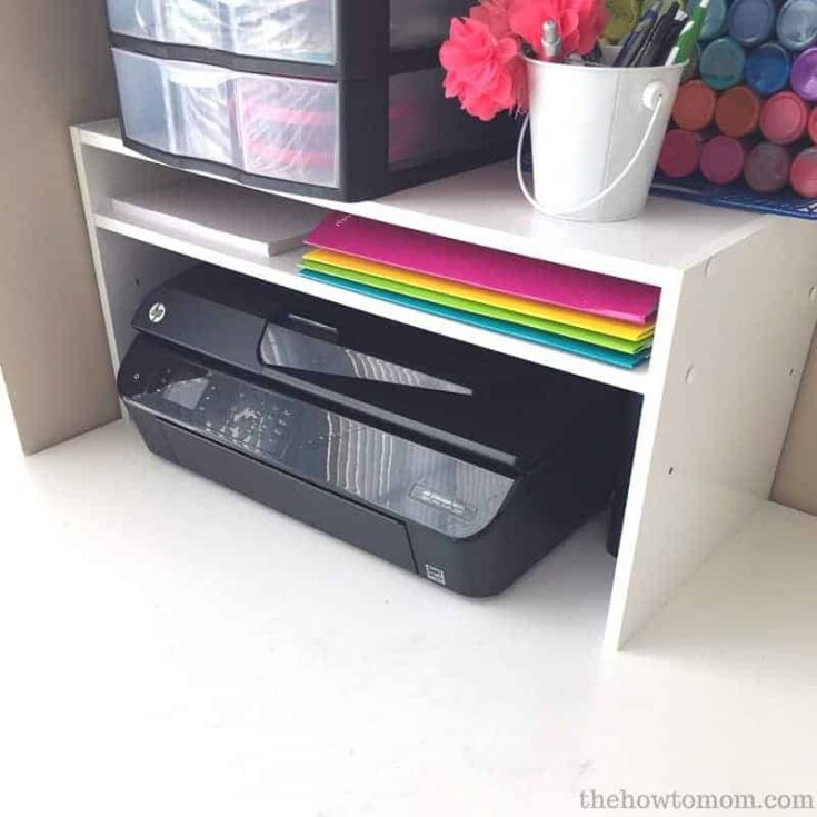 Image for Organization Hack - DIY Desktop Printer Shelf from a Shoe Rack