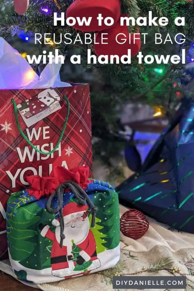 How to make a reusable gift bag with a hand towel. 