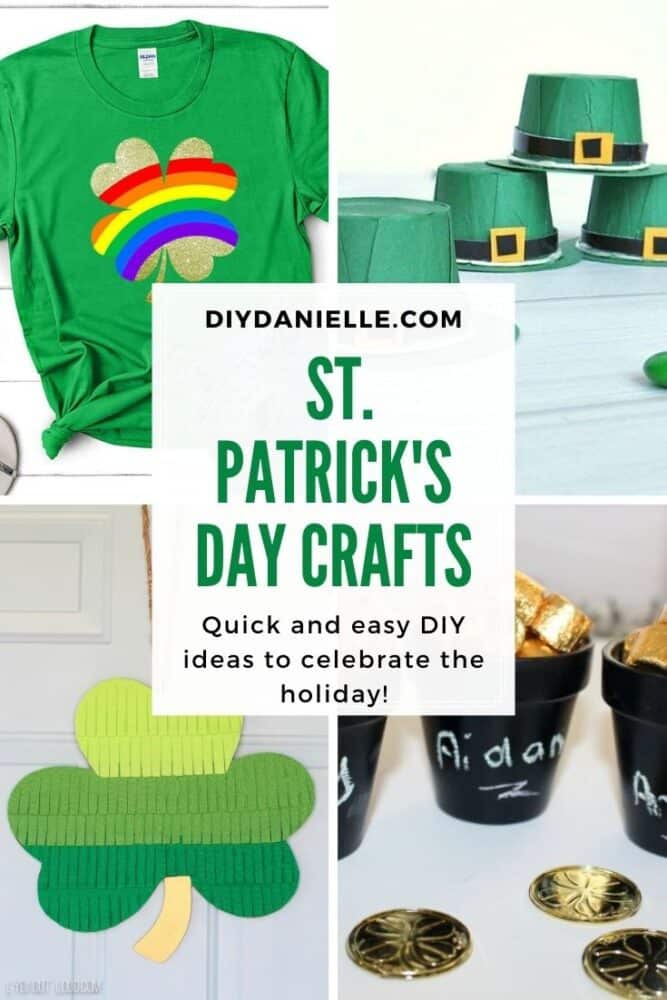 St. Patrick's Day Crafts collage of 4 crafts