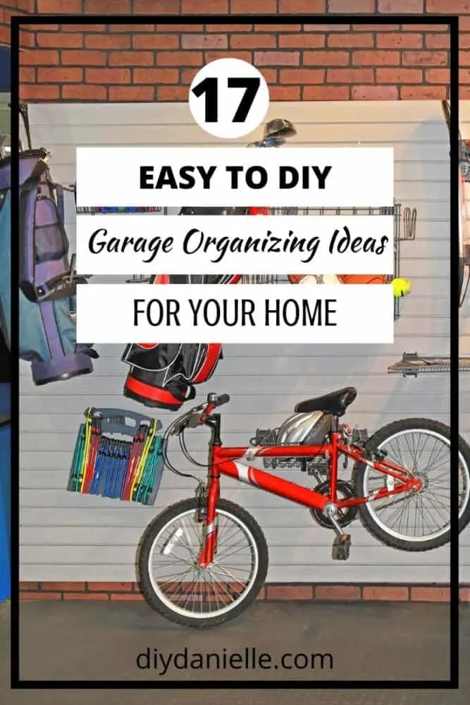 garage organizing ideas with red bike hanging and backpacks