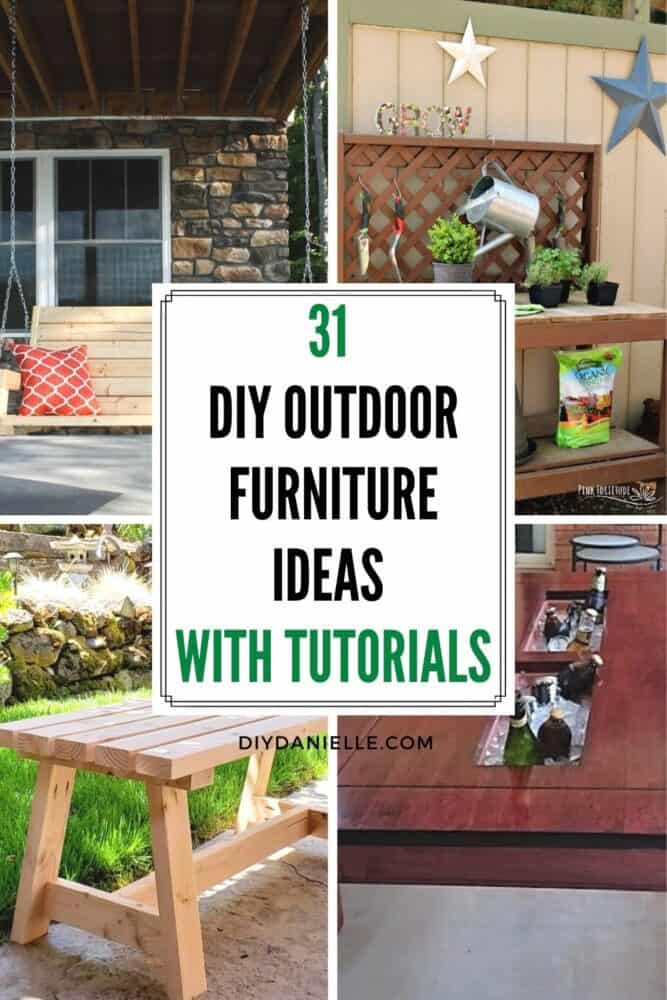 diy outdoor furniture ideas collage with text overlay