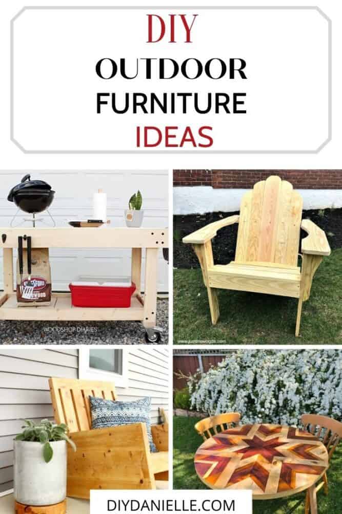 diy outdoor furniture ideas collage with text overlay