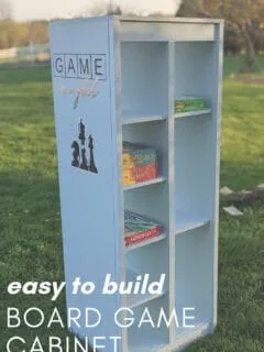 board game cabinet with vinyl