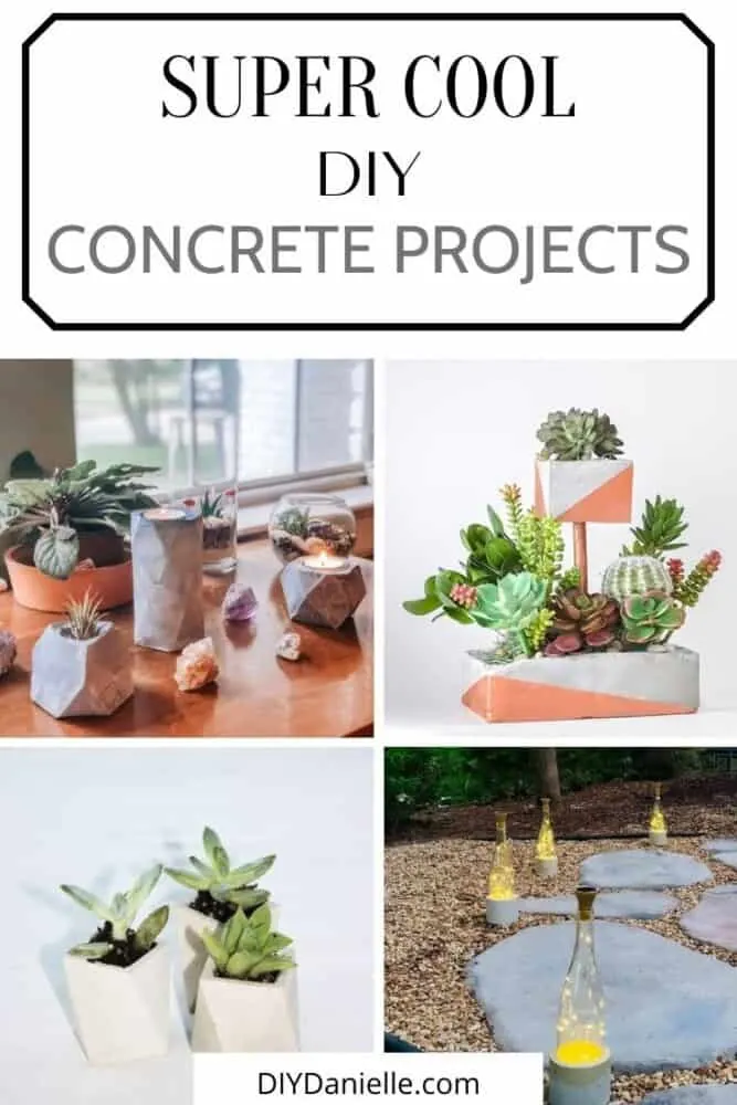 super cool DIY concrete projects collage with text overlay