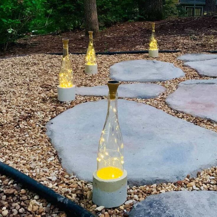 Image for DIY Wine Bottle Lights With Pretty Cement Bases