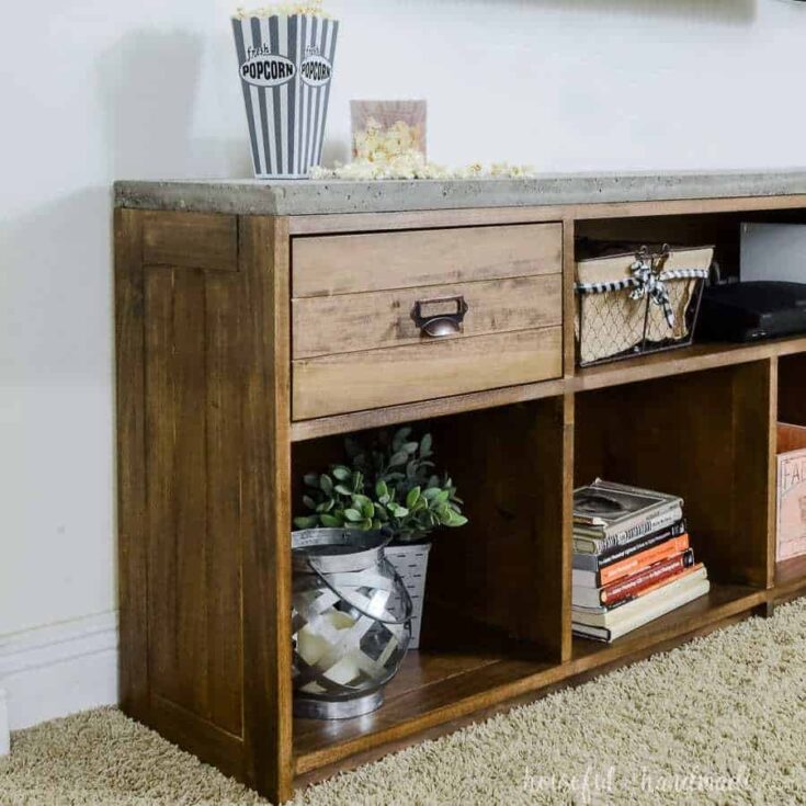 Image for Rustic TV Stand with Concrete Top