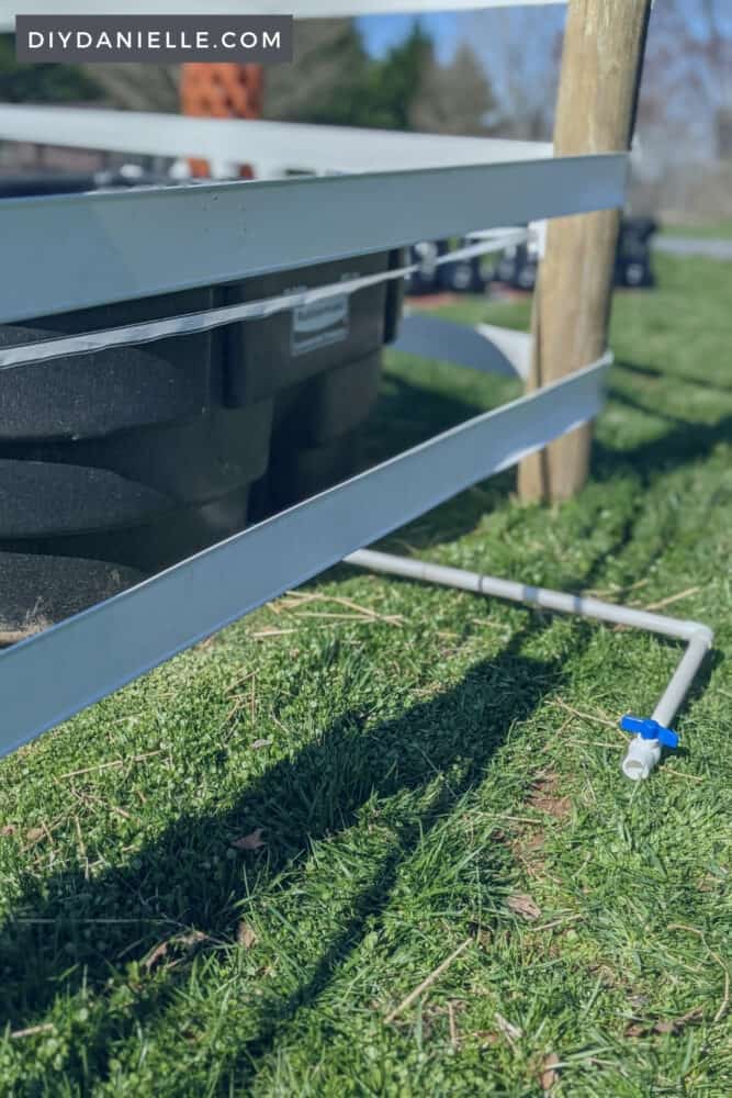 Extending our trough drain so we won't get as much mud and water in the pasture when we clean the trough. Lots of PVC adapters.