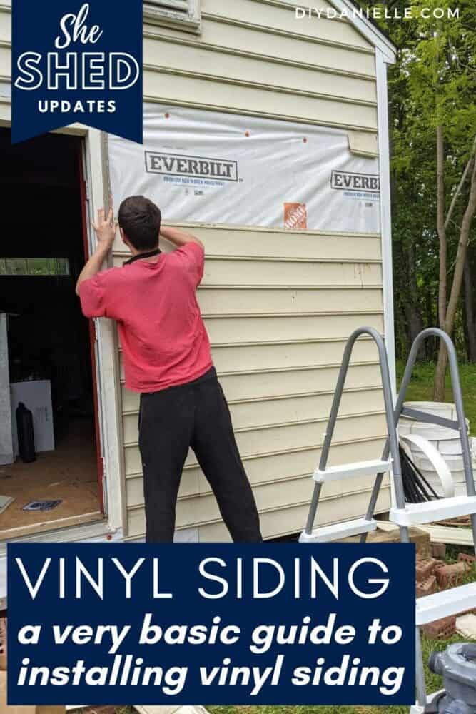 A very basic guide to how to install vinyl siding on a shed. We finished this wall and added house wrap, then vinyl siding.