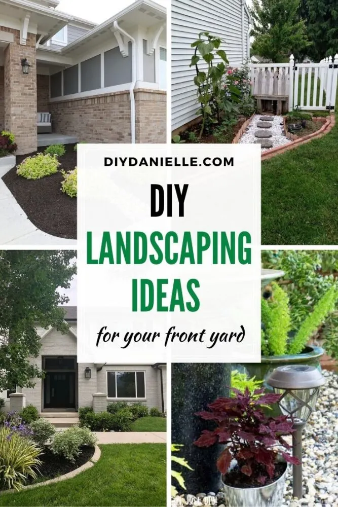 pin collage with text overlay landscaping ideas front yard