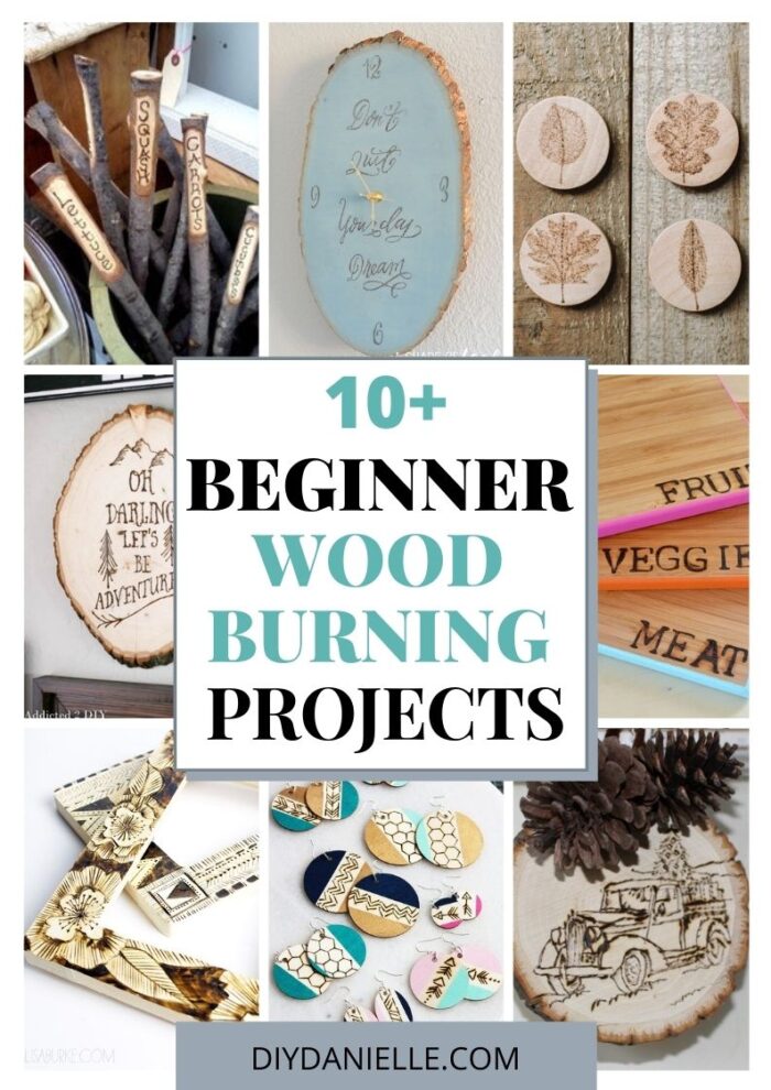 wood burning for beginners pin collage with text overlay
