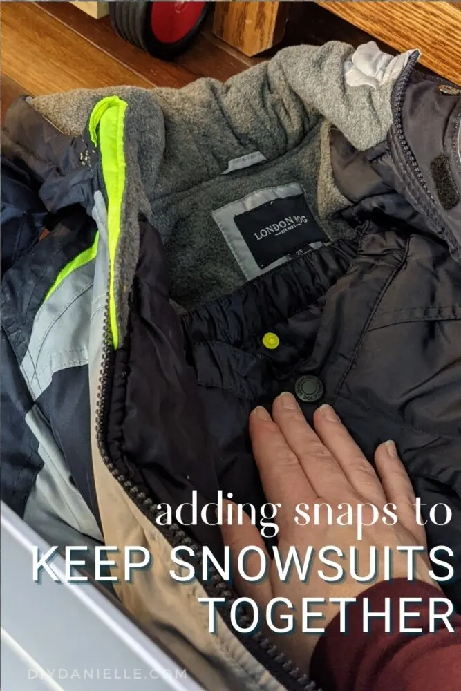 Snaps added to a snowsuit to keep it together while stored for the summer months.