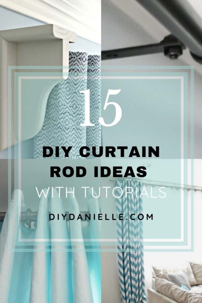 diy curtain rods pin collage with text overlay