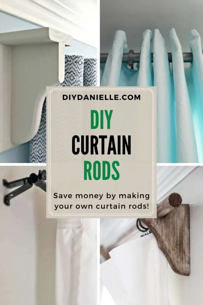 diy curtain rods pin collage with text overlay
