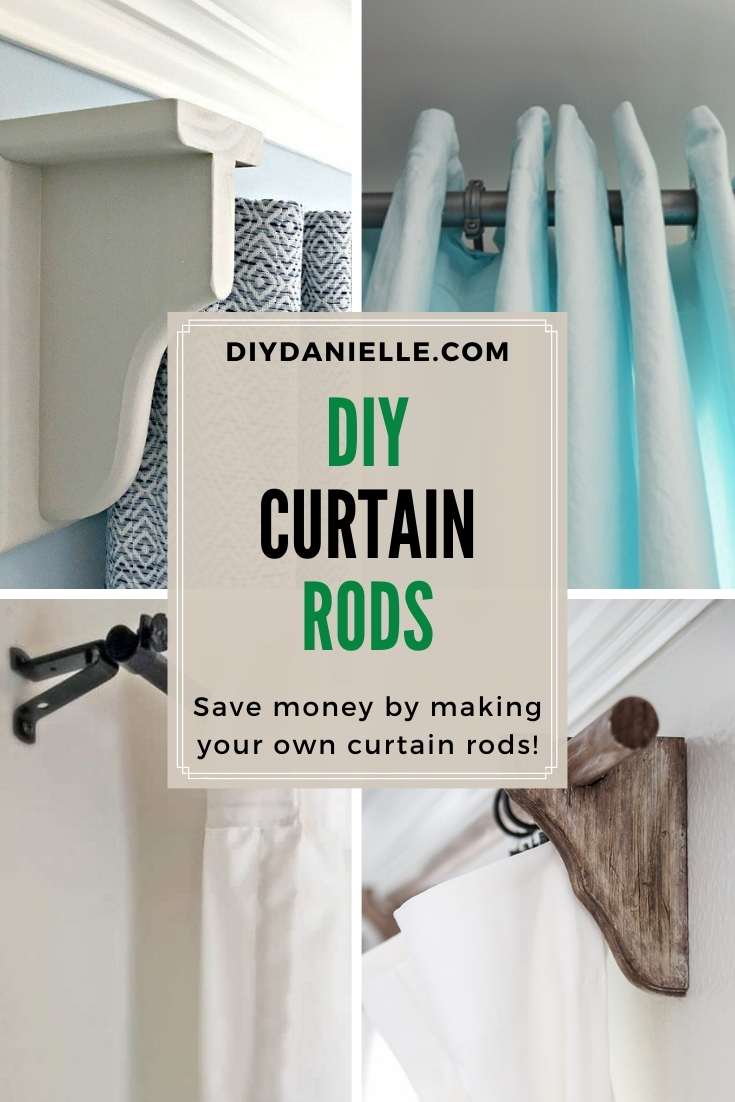 diy curtain rods feature image with text overlay