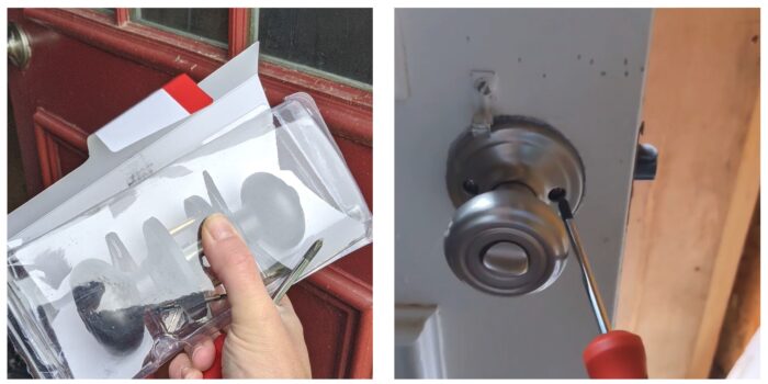 new keyed lock and removing old door knob