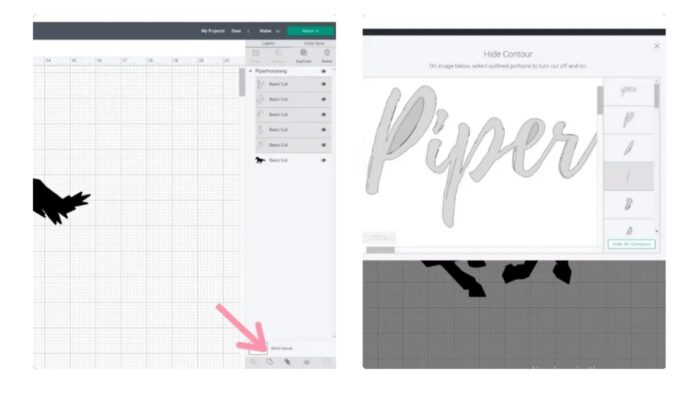 Contouring the SVG design in Design Space.