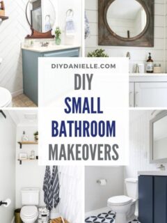 small bathroom makeovers pin collage with text