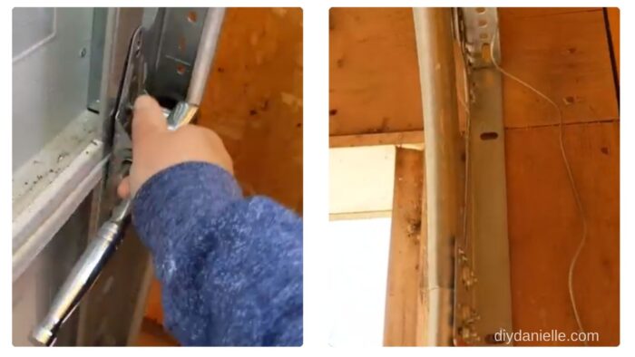 The garage door tracks use hex screws as well. Once all of the door is removed, you can remove the track too.