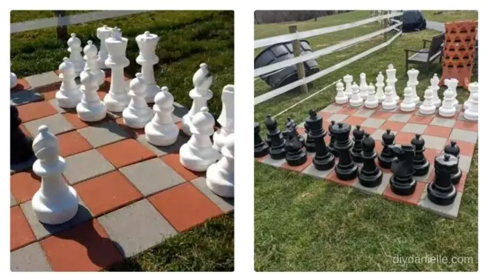 12x12 pavers setup for giant chess on our lawn.