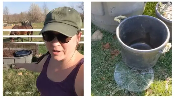 Old horse muck bucket and trough that I'm updating as a planter and water feature.