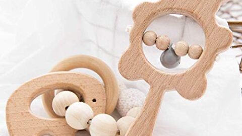Image for Wooden Baby Teething Ring Crochet Beads and Rattle Toys