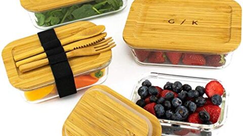 Image for Glass Food Storage Containers with Eco Friendly Bamboo Lids