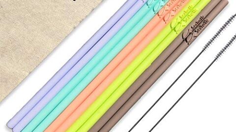 Image for Reusable Silicone Drinking Straws with Cotton Carry Bag&nbsp;