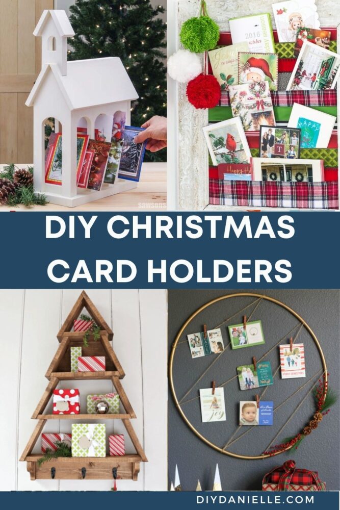 diy christmas card holders pin with text