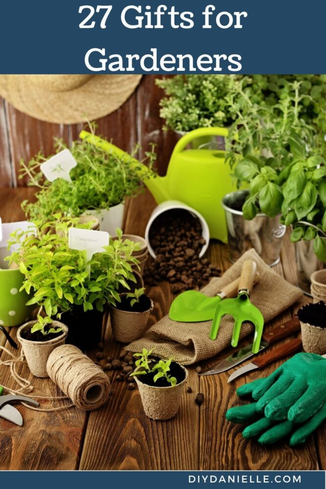 27 gifts for gardeners pin image with text