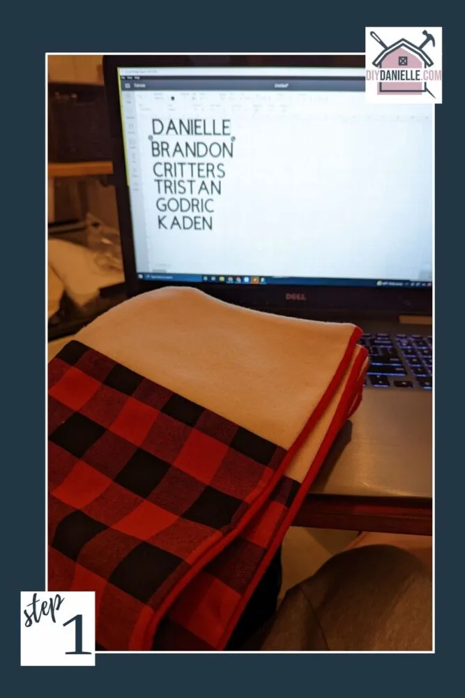 Working in DesignSpace to make names for the front of my stockings.