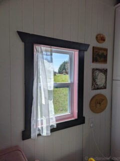 window jamb in she shed