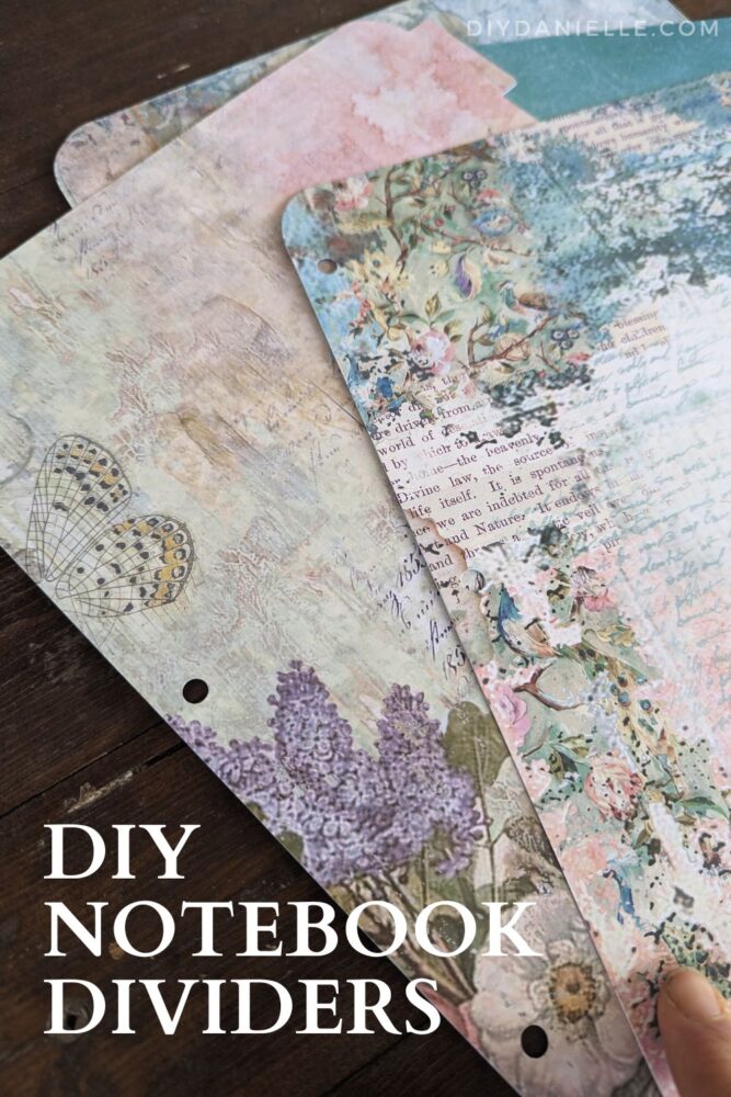 Notebook dividers with floral and butterflies on them.