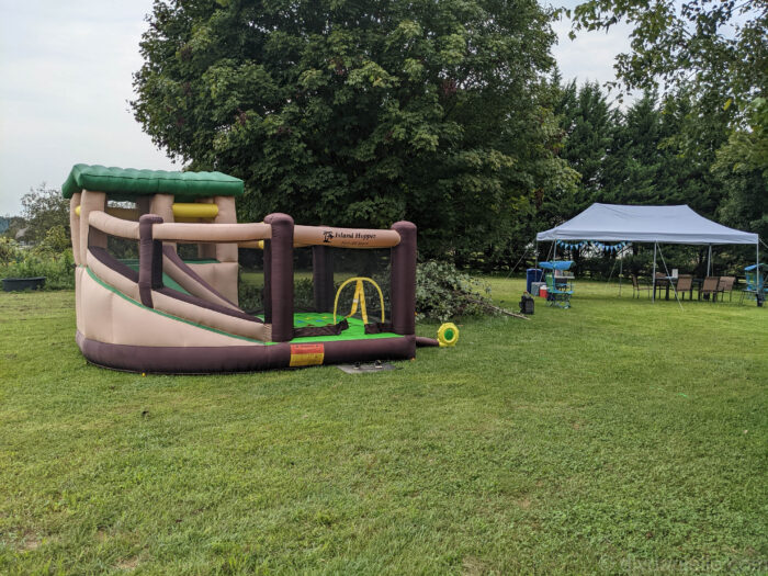 Toddler bounce house with slide.