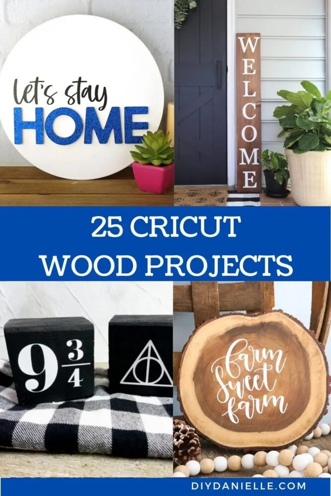 Cricut wood projects pin collage with text