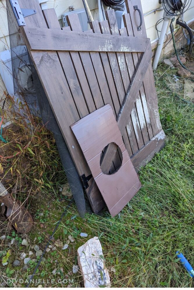 Pieces for a cardboard guillotine Halloween decoration.