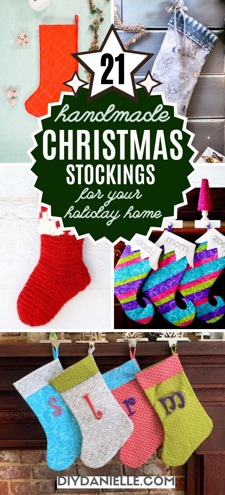pin collage handmade Christmas stockings with text