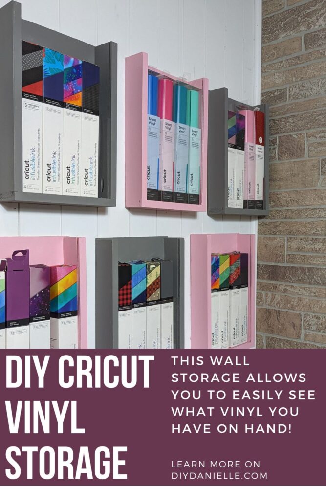 DIY Cricut Vinyl Storage. This wall storage allows you to easily see what vinyl you have on hand. It's all hung up on the wall!