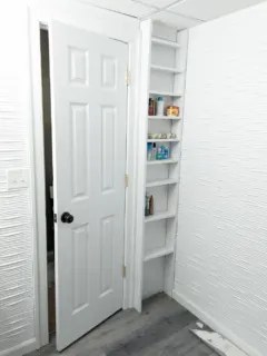 Behind the Door Shelving: White Shallow Shelves