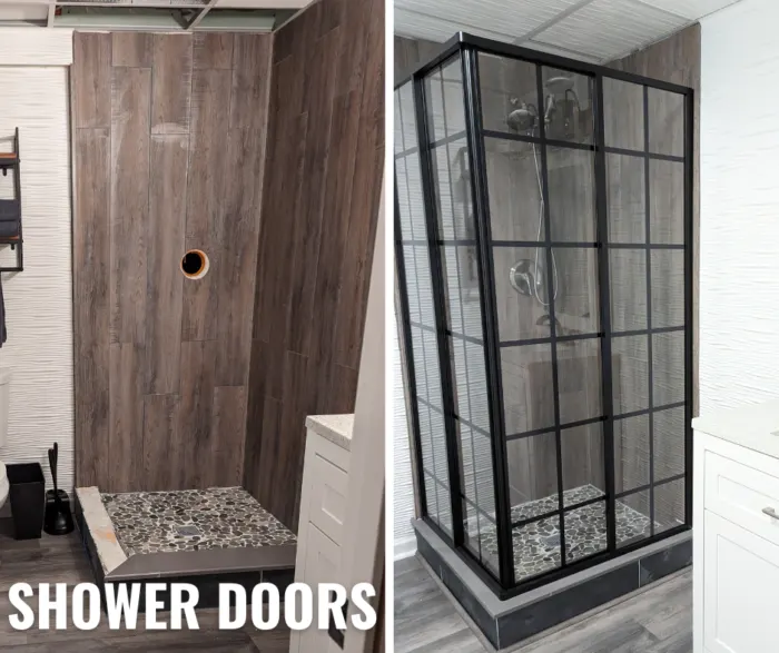Before and after pictures of the Dreamline Shower Doors