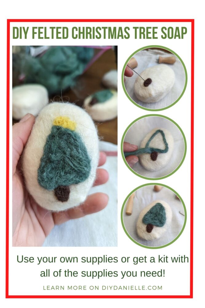 DIY Felted Christmas Tree soap: use your own supplies or get a kit with all of the supplies you need for one soap!