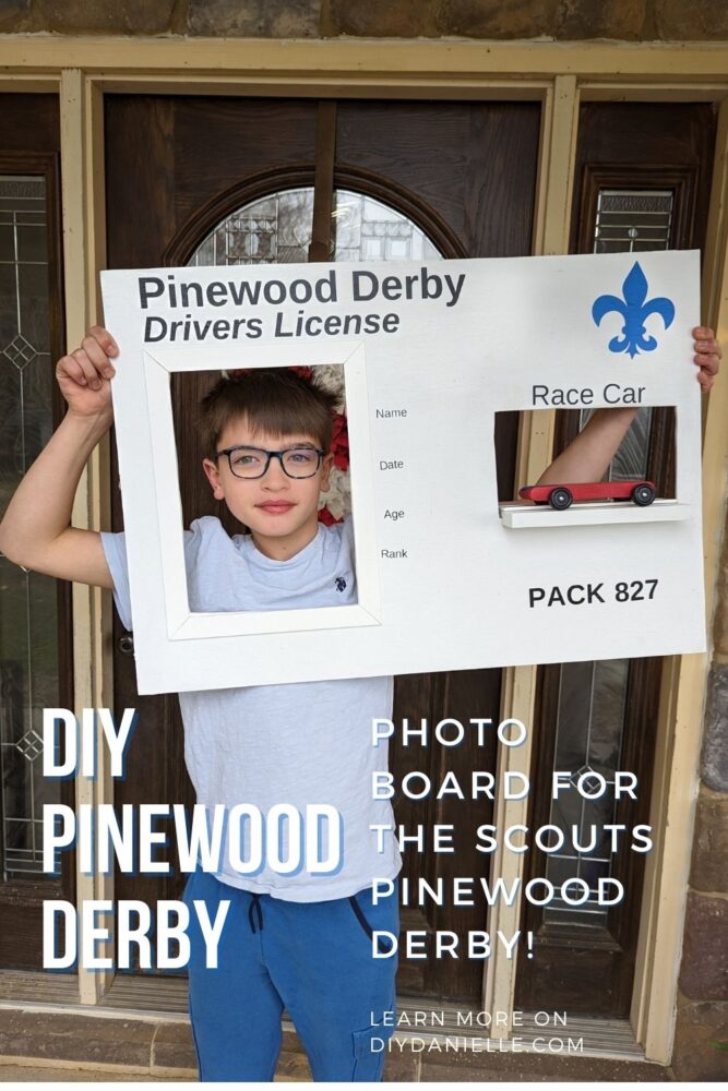 DIY pinewood Derby Photo Board for the Scouts Pinewood Derby. Learn more on DIYDanielle.com