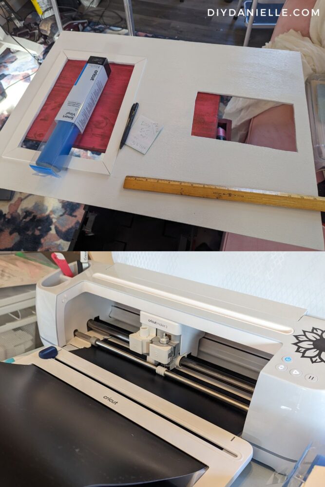 Adding Cricut Permanent Vinyl to the photo peep board.