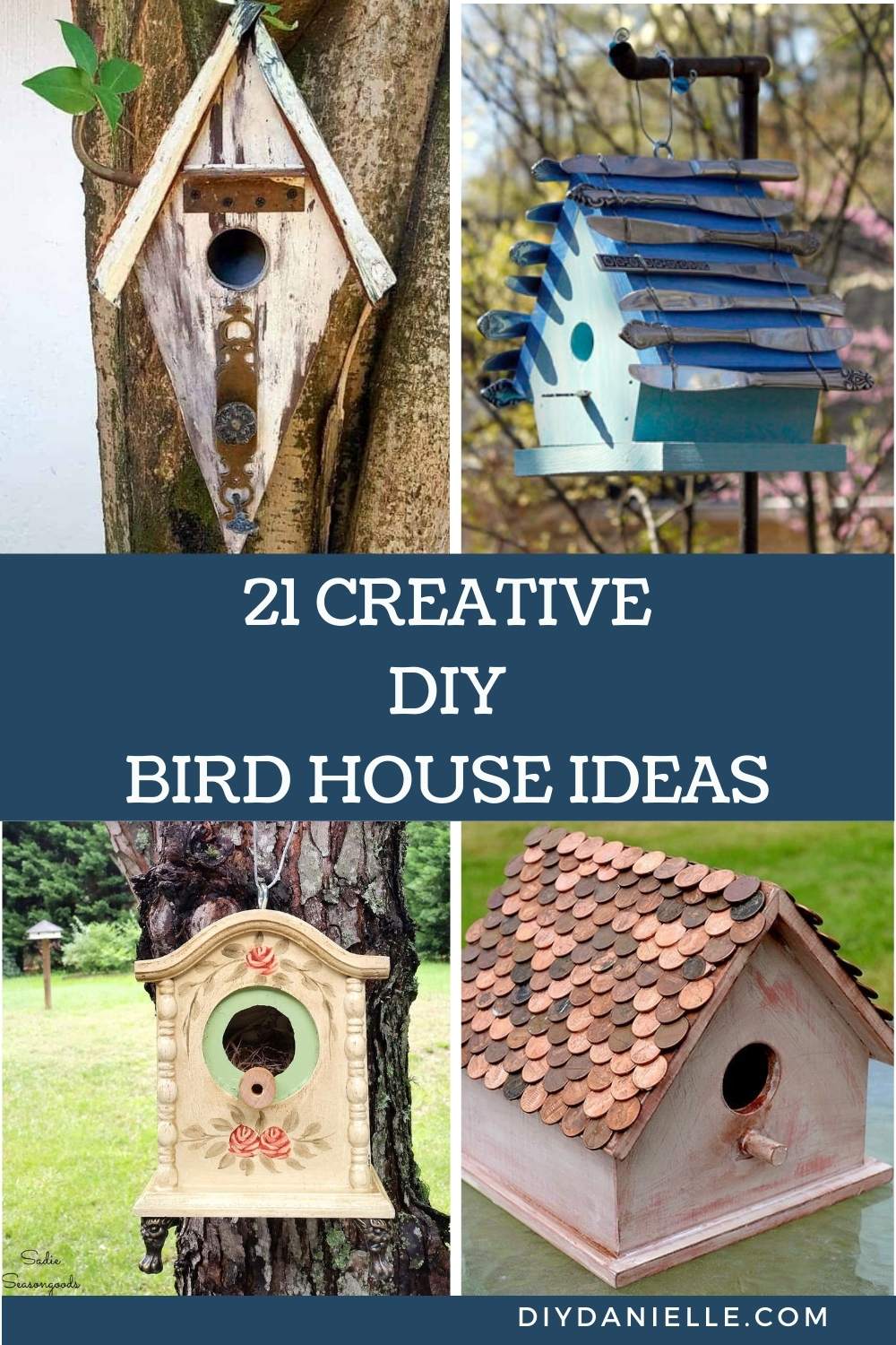 pin collage 4 diy bird houses with text overlay