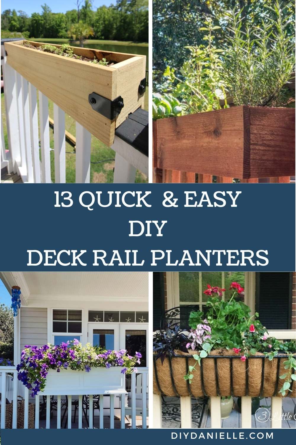DIY Deck Railing Planters pin collage with text
