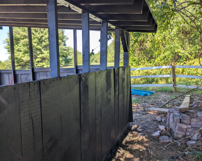 Back of the goat shed after painting.